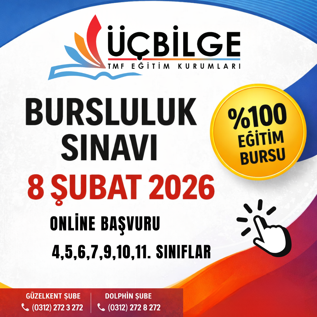 Etimesgut Eryaman Güzelkent Üçbilge TMF Eğitim Kurumları 2026 bursluluk sınavı afişi